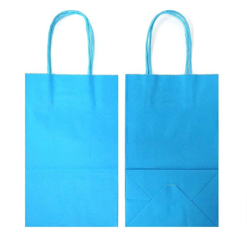 AZOWA Blue Gift Bags Small Blue Kraft Paper Bags With Handles for Party Favors (5 x 3.1 x 8.2 in, 12 CT) - Image 5